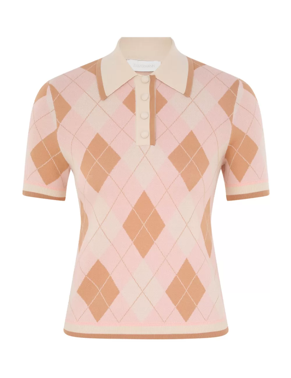 ZIMMERMANN Acacia Argyle Knit Polo