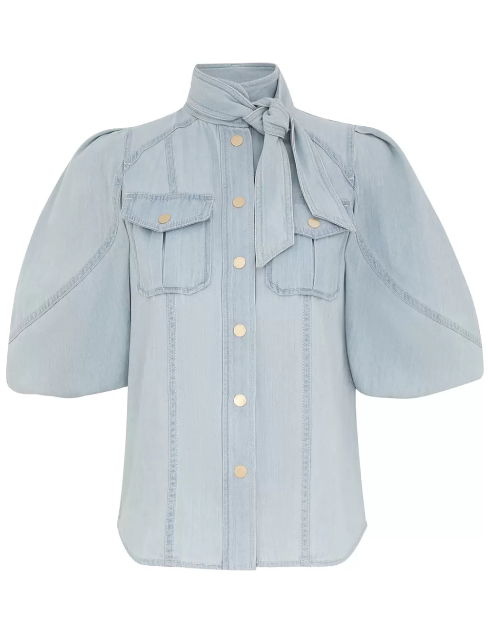 ZIMMERMANN Acacia Denim Lantern Blouse