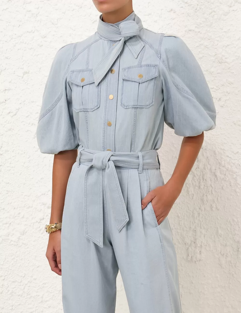 ZIMMERMANN Acacia Denim Lantern Blouse