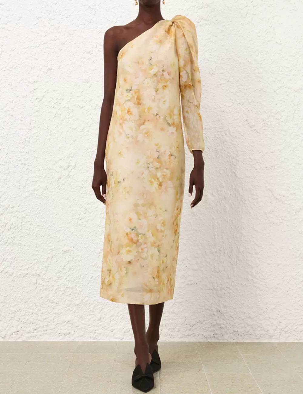 ZIMMERMANN Crush Asymmetrical Midi Dress