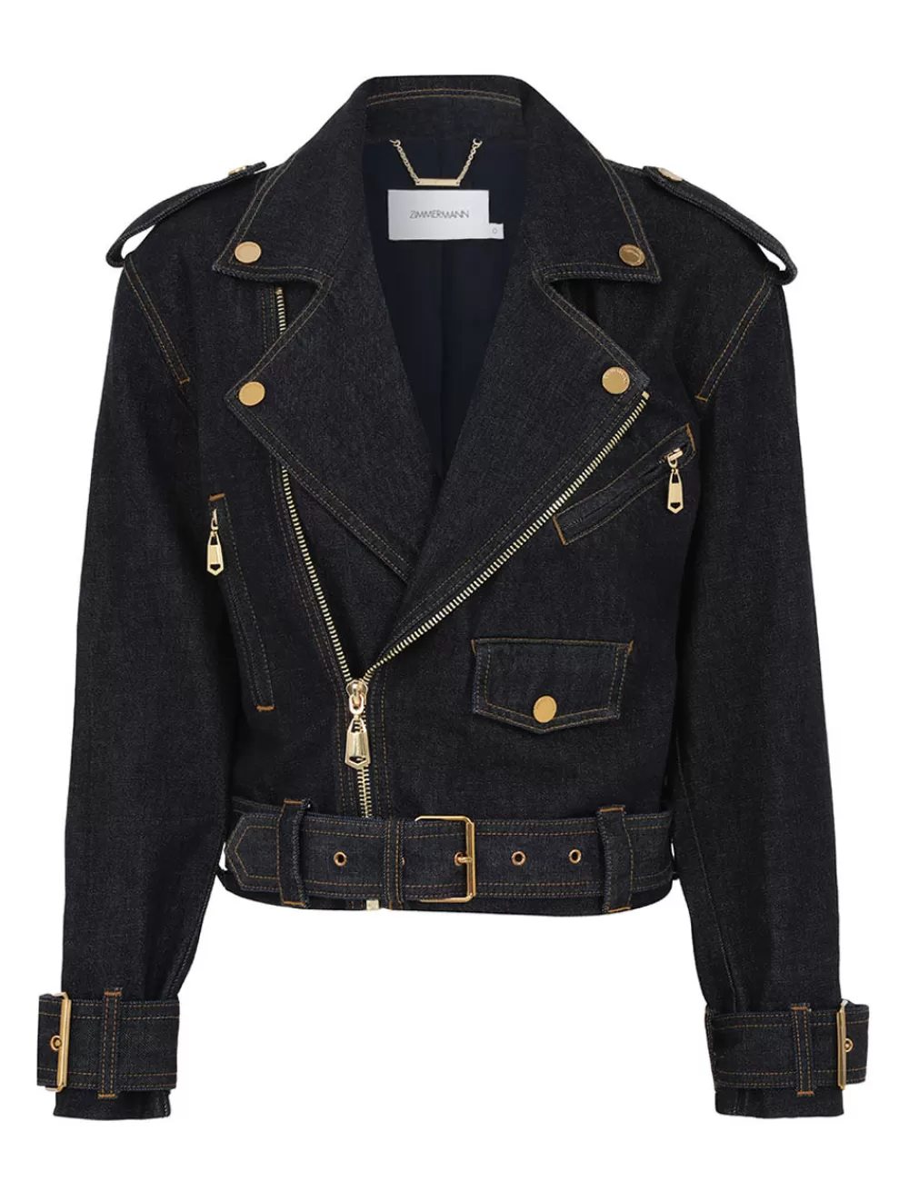 ZIMMERMANN Crush Denim Biker Jacket