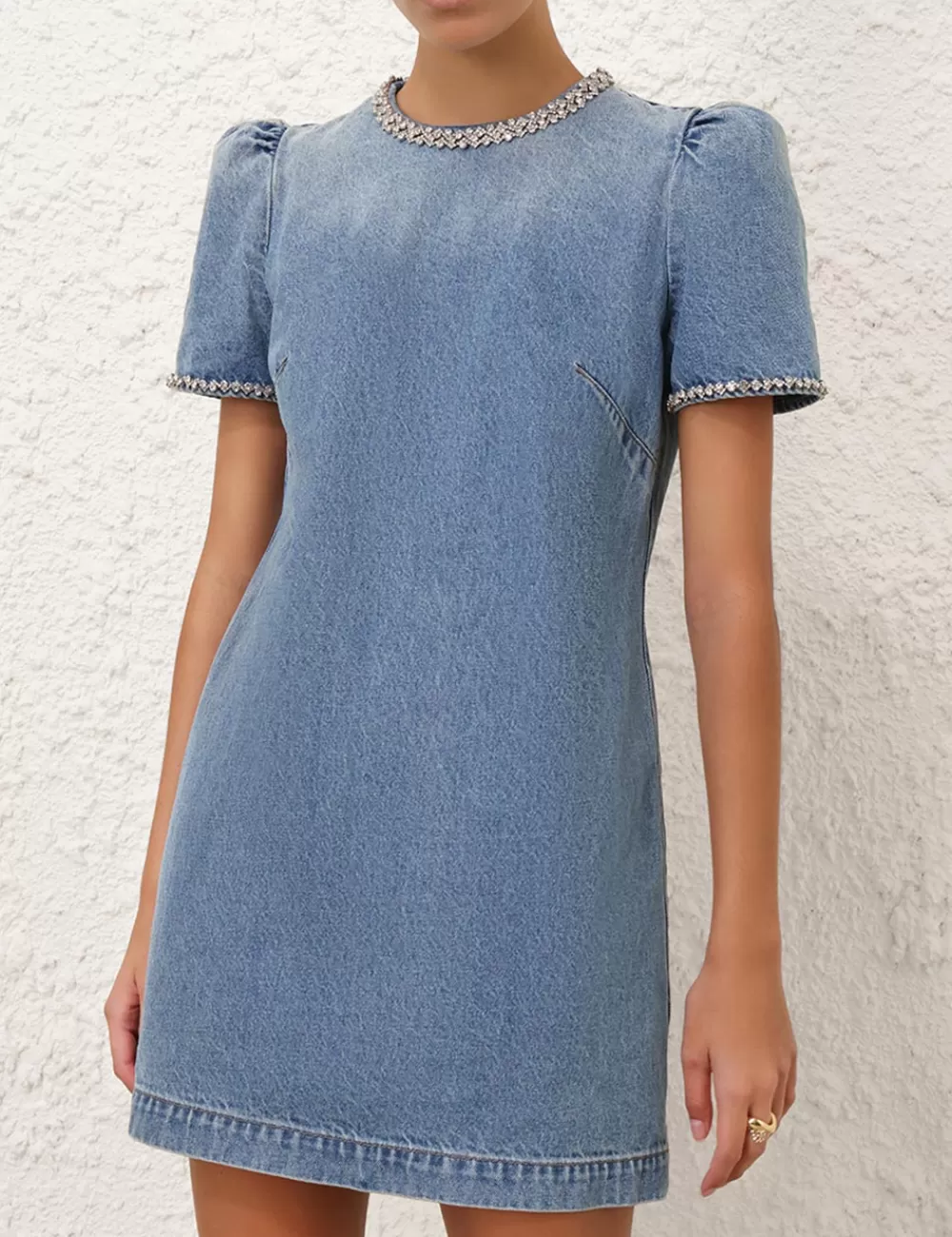 ZIMMERMANN Crush Embellished Denim Dress