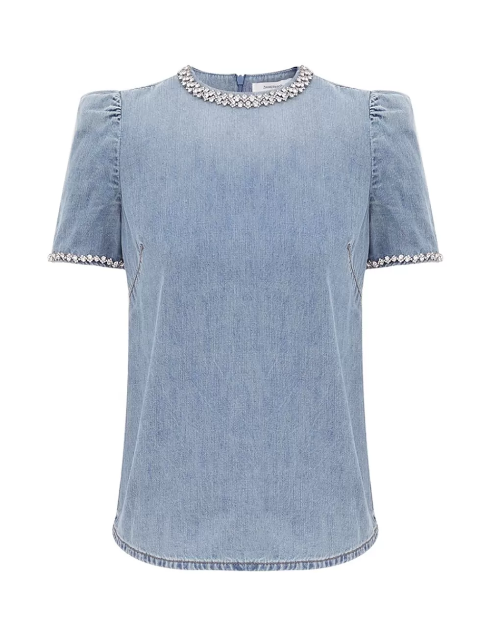 ZIMMERMANN Crush Embellished Denim Top