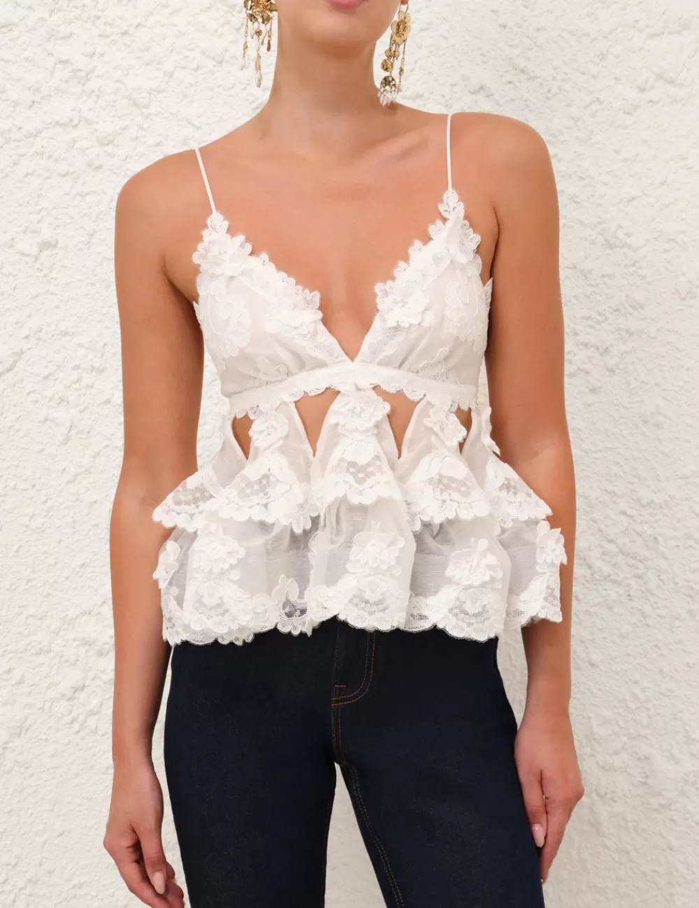 ZIMMERMANN Crush Lace Motif Tiered Top