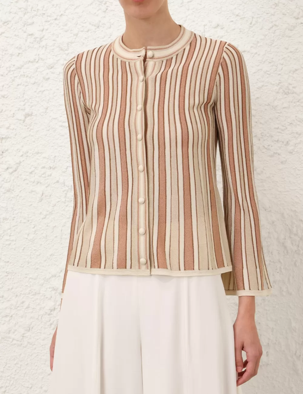 ZIMMERMANN Crush Metallic Stripe Cardigan