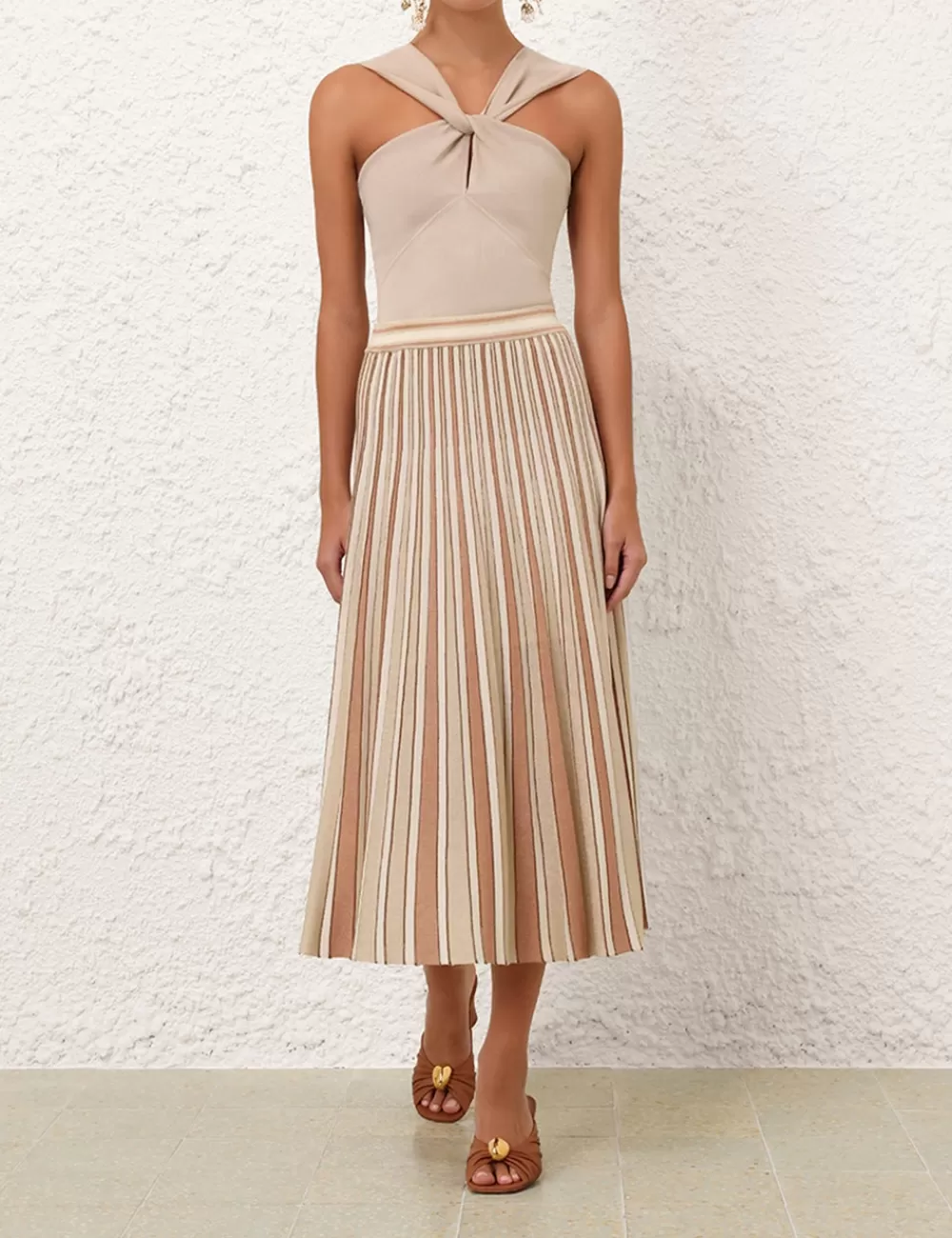 ZIMMERMANN Crush Metallic Stripe Skirt