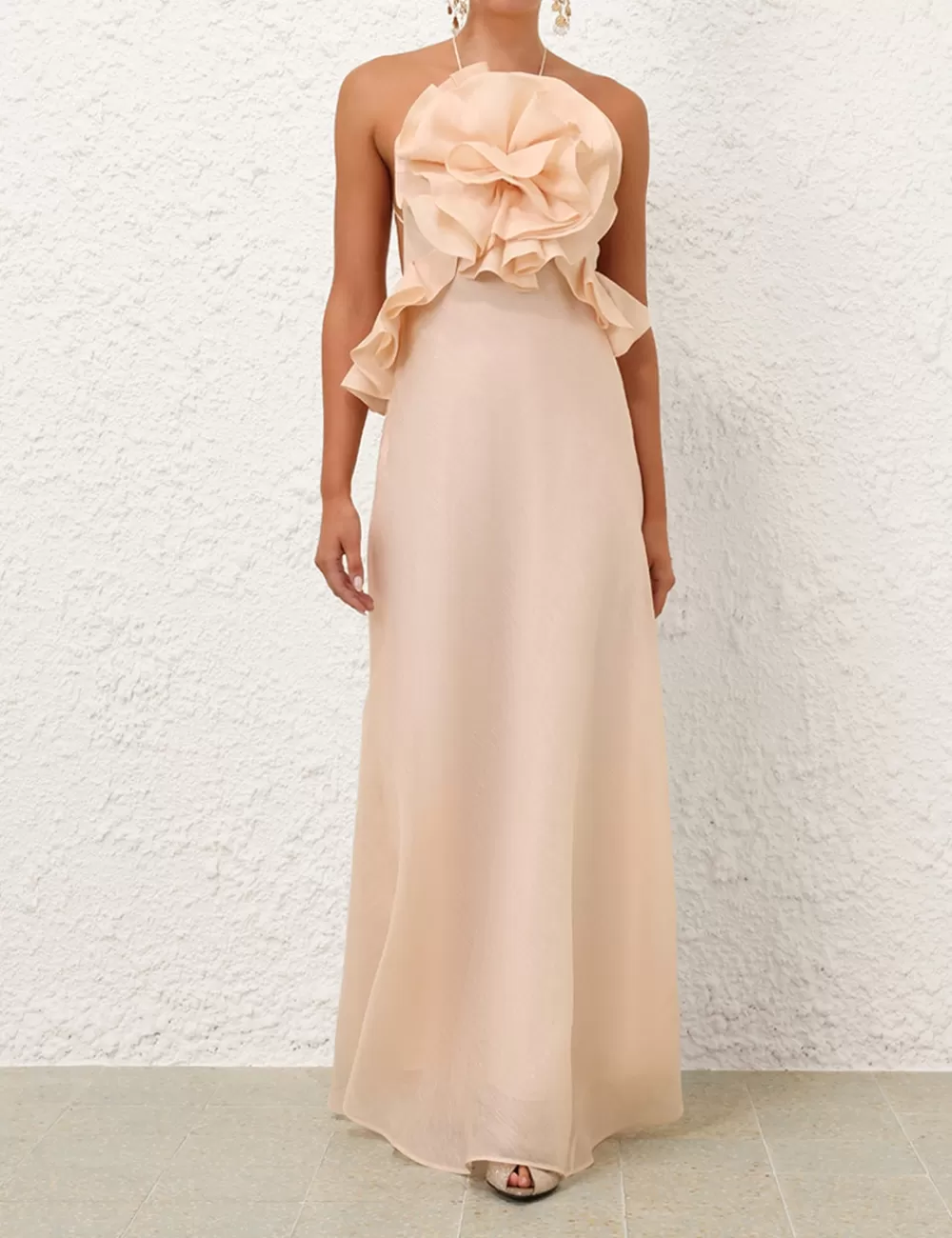 ZIMMERMANN Crush Ruffle Halter Maxi Dress