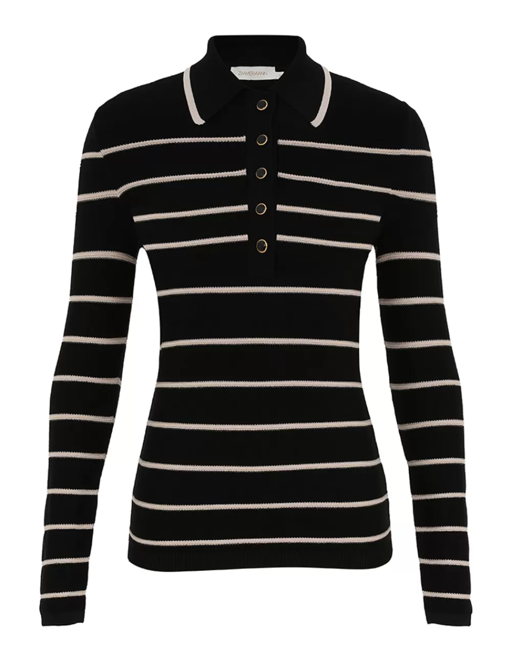 ZIMMERMANN Crush Stripe Long Sleeve Polo