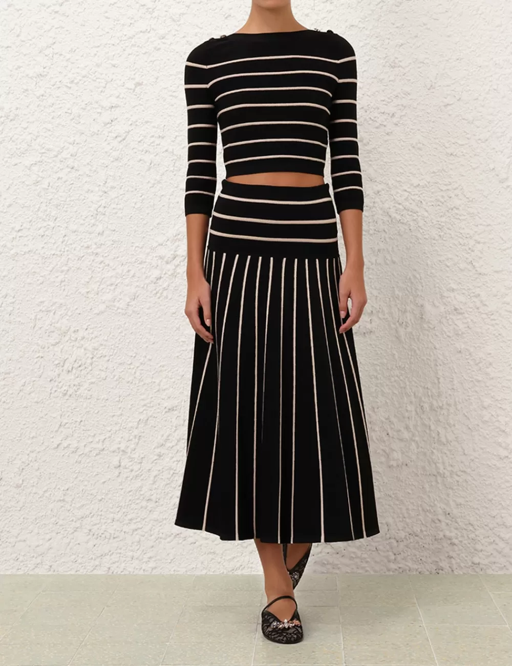 ZIMMERMANN Crush Stripe Midi Skirt