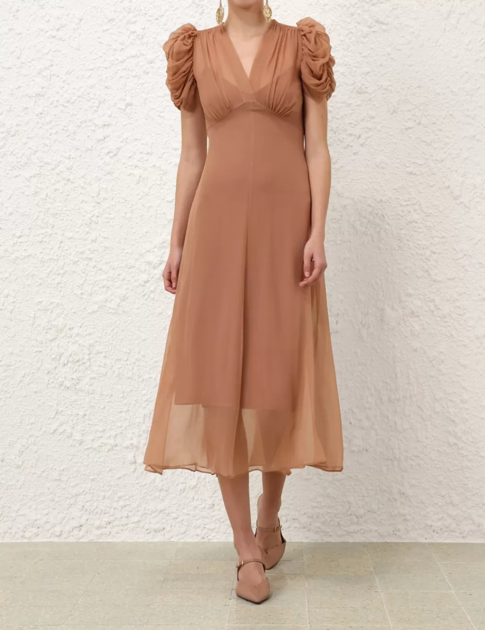 ZIMMERMANN Eden Gather Sleeve Midi