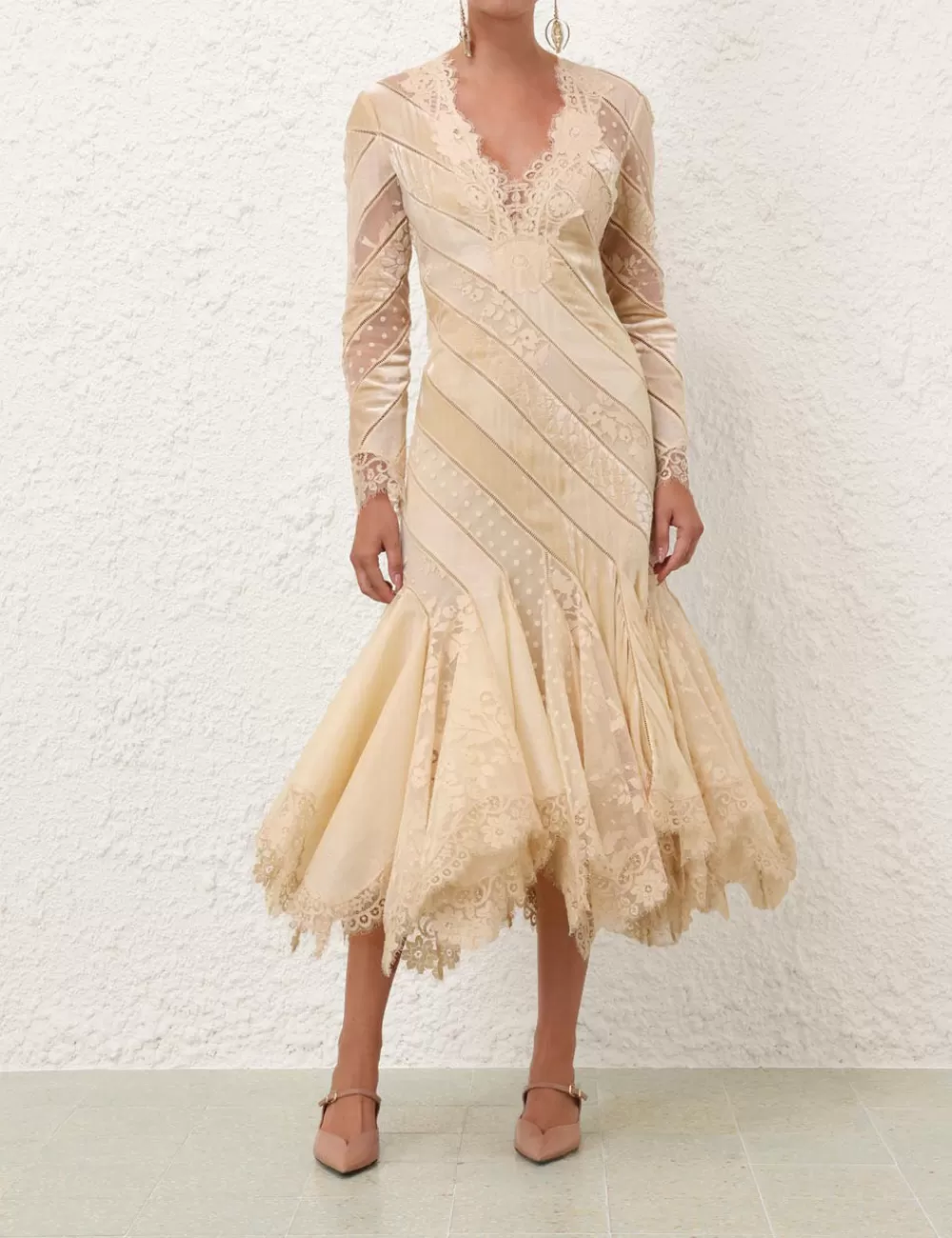 ZIMMERMANN Eden V Neck Spliced Gown