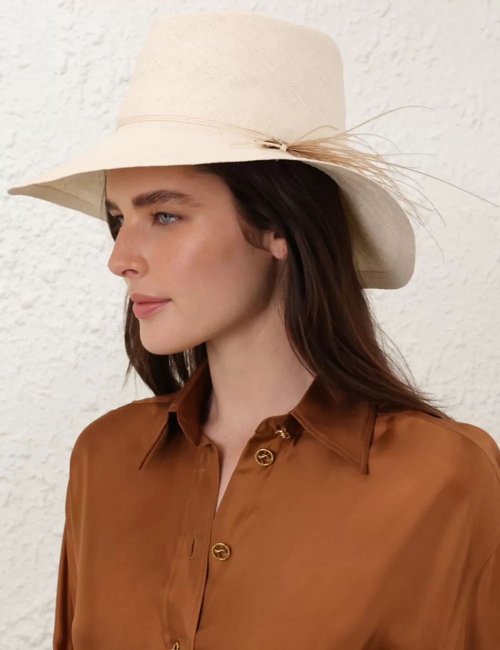 ZIMMERMANN Glazed Straw Collapsible Hat