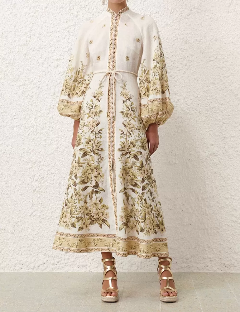 ZIMMERMANN Golden Buttoned Midi Dress