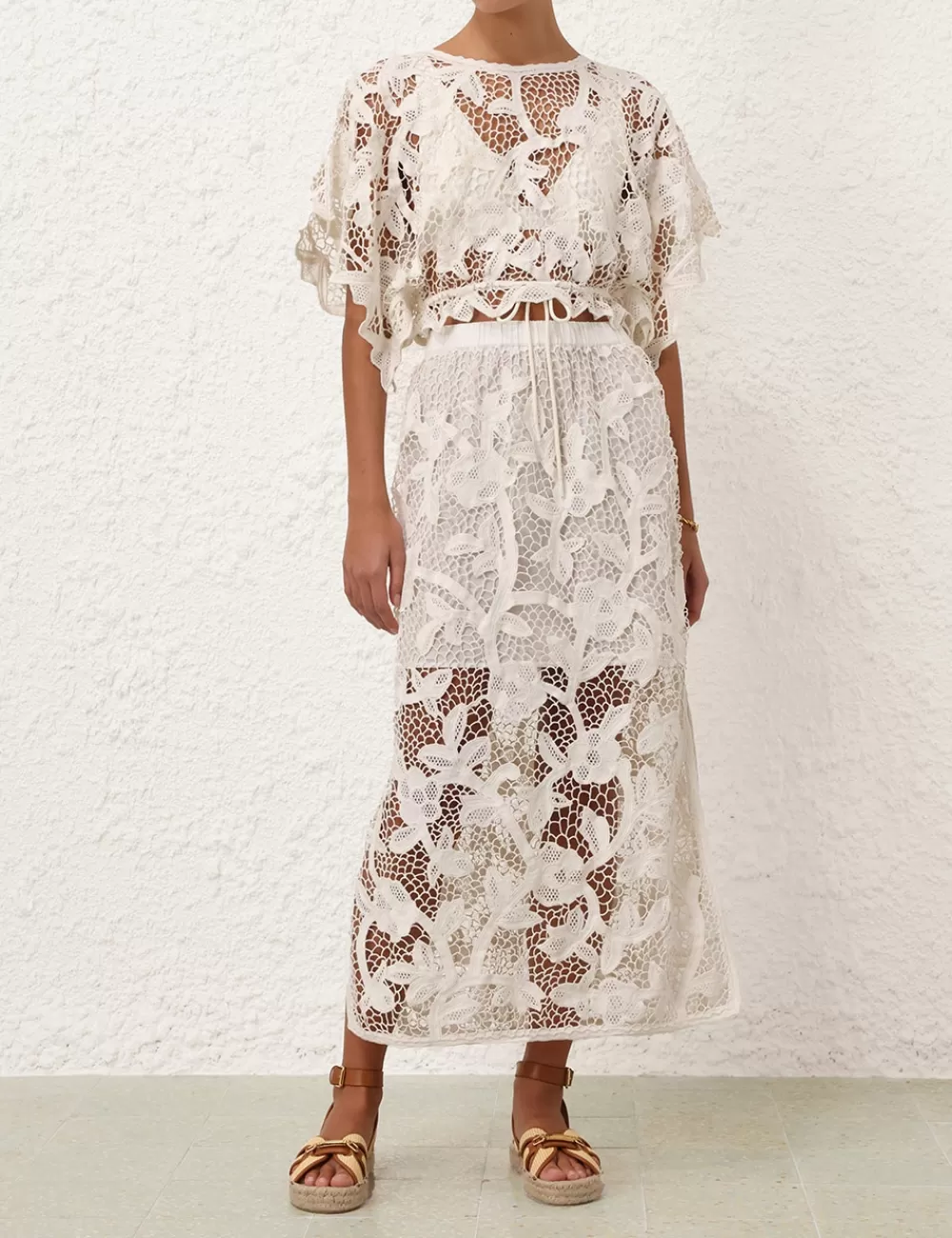 ZIMMERMANN Golden Crochet Lace Skirt