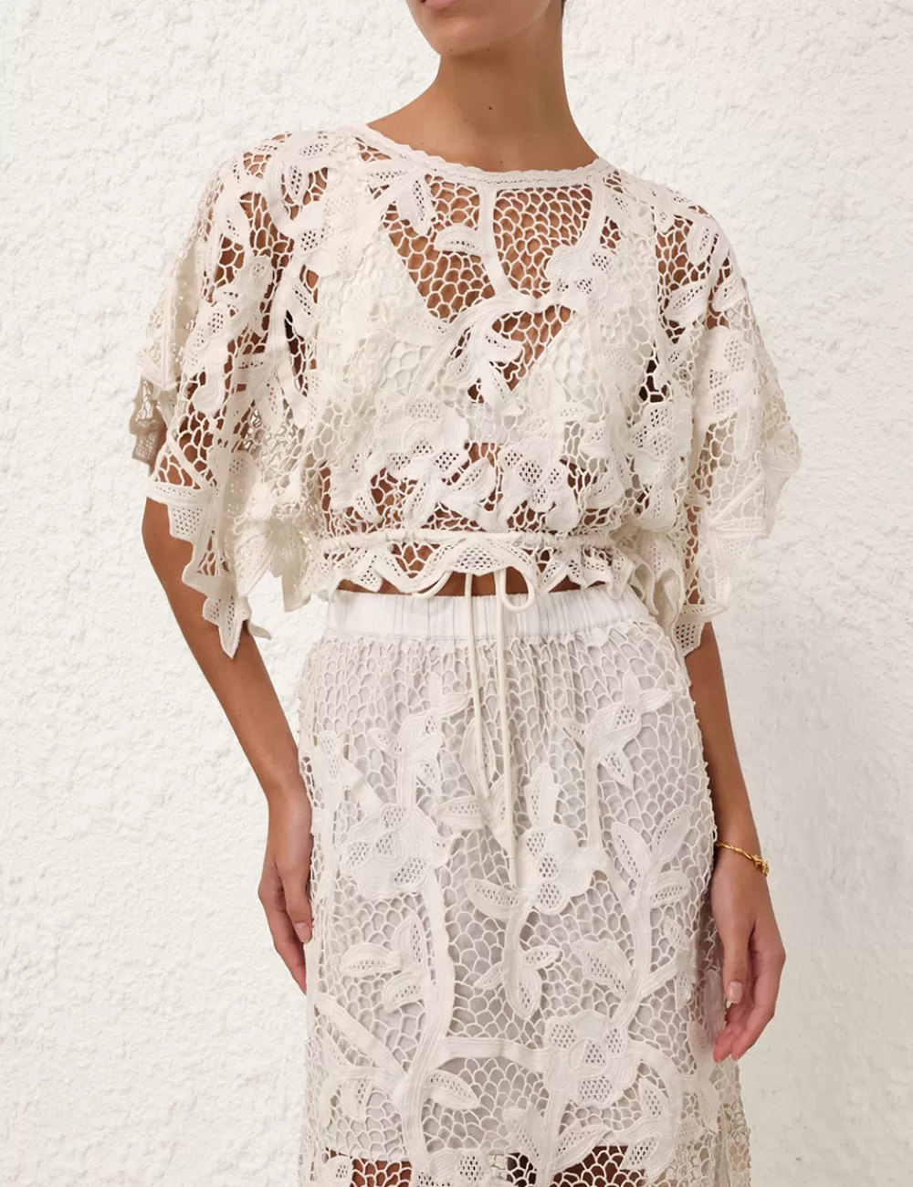 ZIMMERMANN Golden Crochet Lace Top