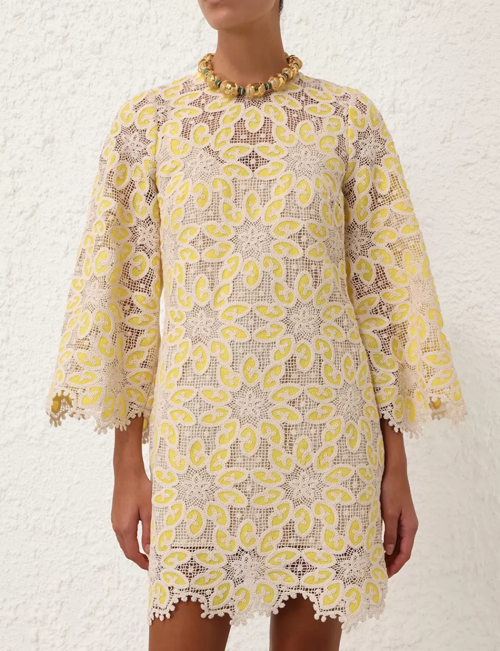 ZIMMERMANN Golden Lace Mini Dress