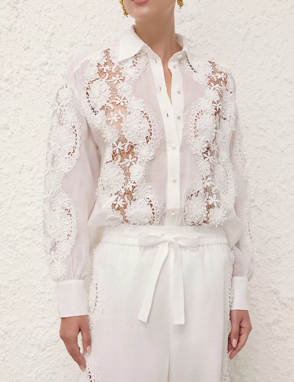 ZIMMERMANN Halliday Lace Flower Shirt