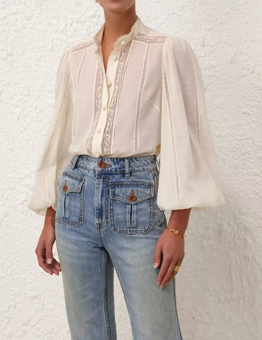 ZIMMERMANN Halliday Lace Trim Shirt