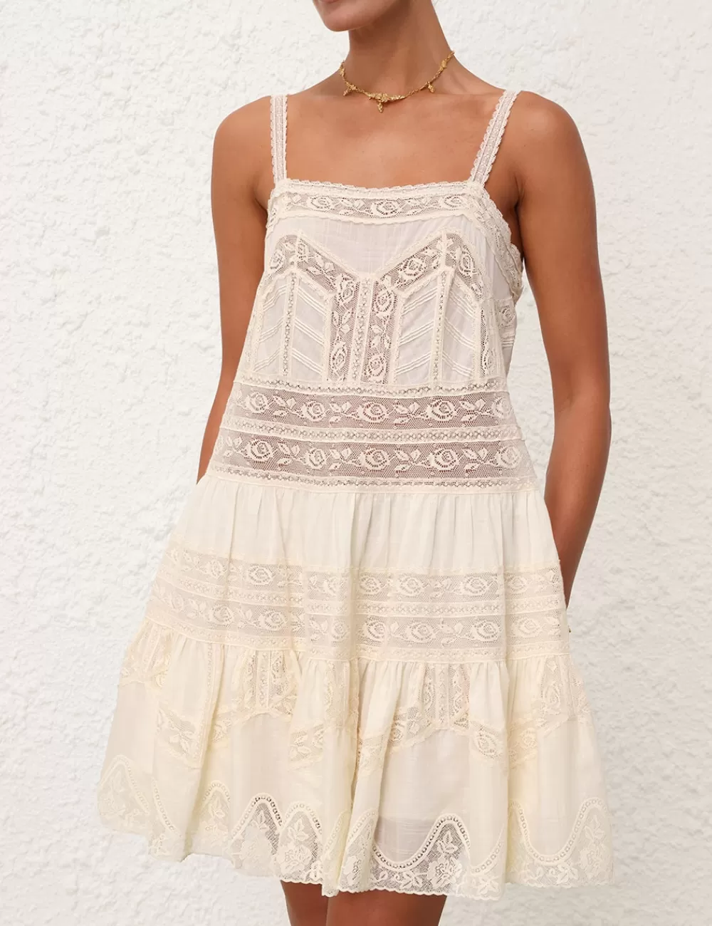 ZIMMERMANN Halliday Lace Trim Short Dress