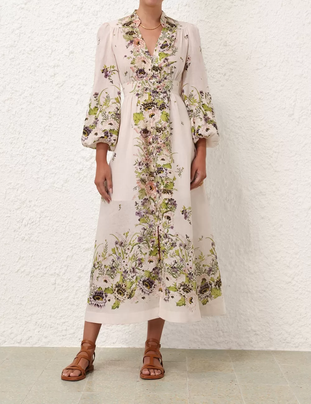 ZIMMERMANN Halliday Plunge Midi Dress