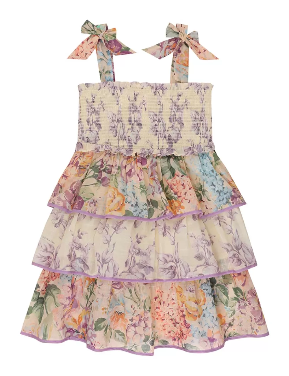 Kids ZIMMERMANN Halliday Tiered Shirred Dress