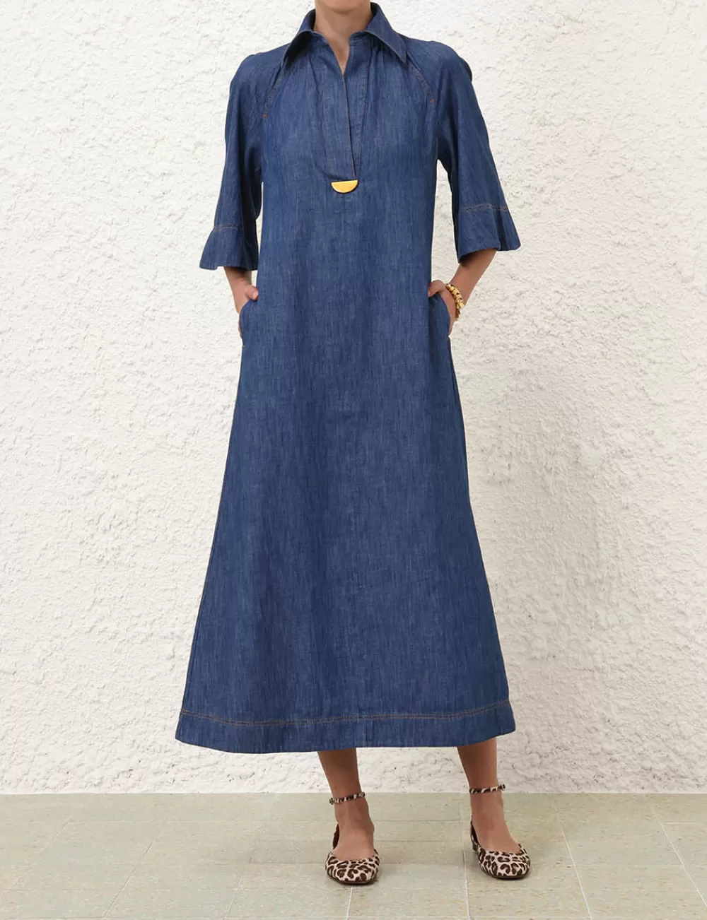 ZIMMERMANN Illustration Denim Midi Dress