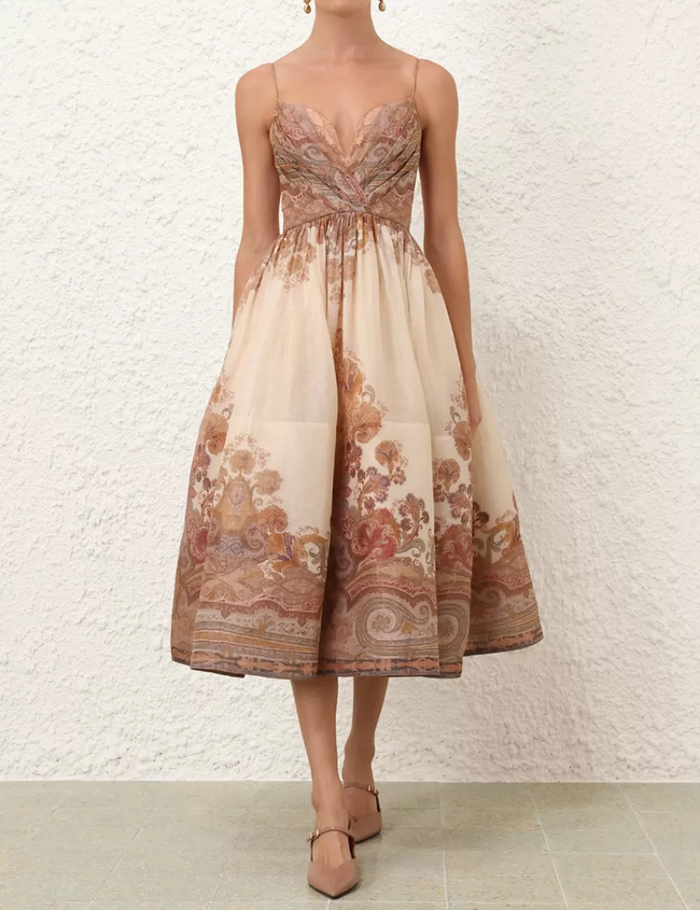 ZIMMERMANN Illustration Draped Midi Dress