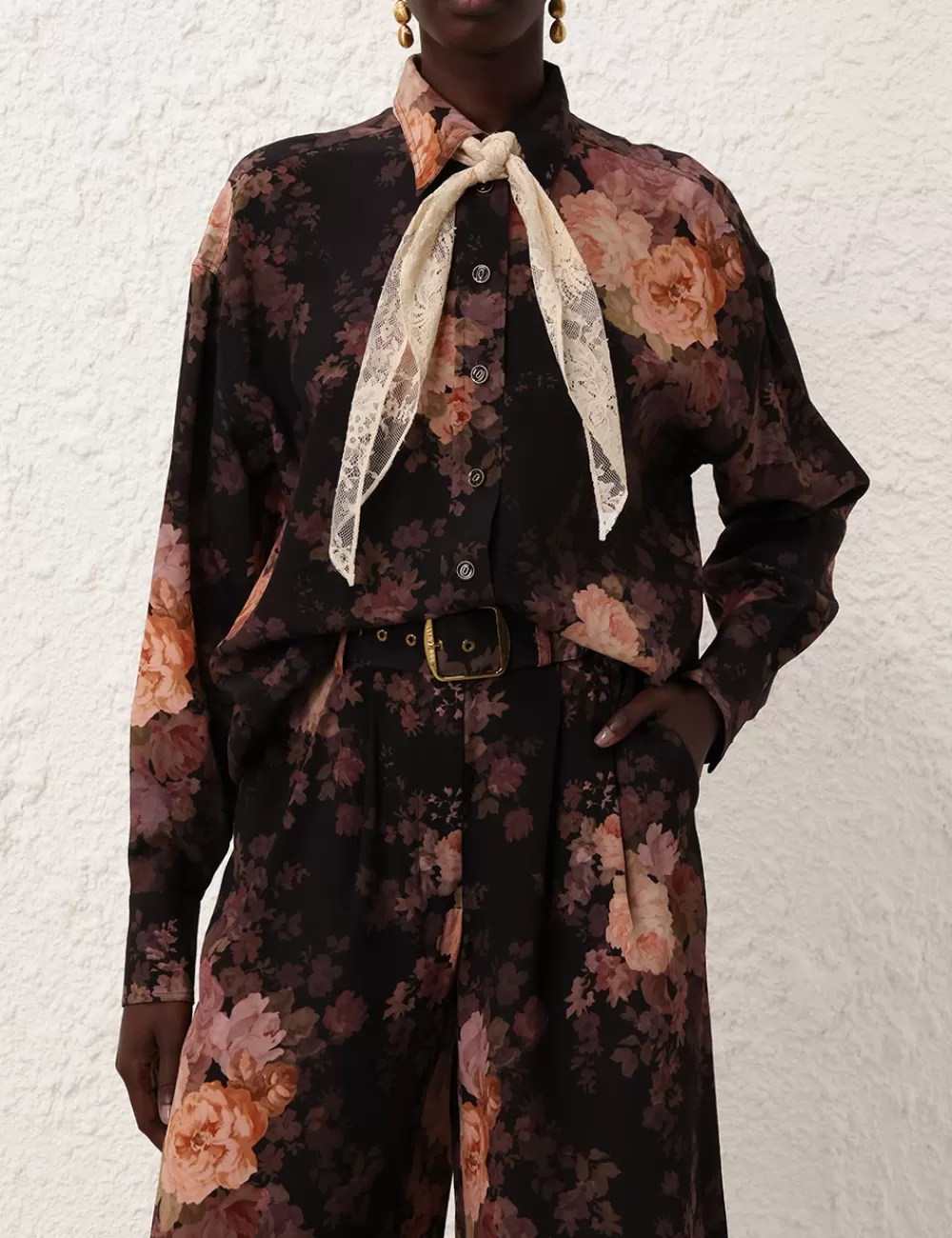 ZIMMERMANN Illustration Lace Scarf Shirt