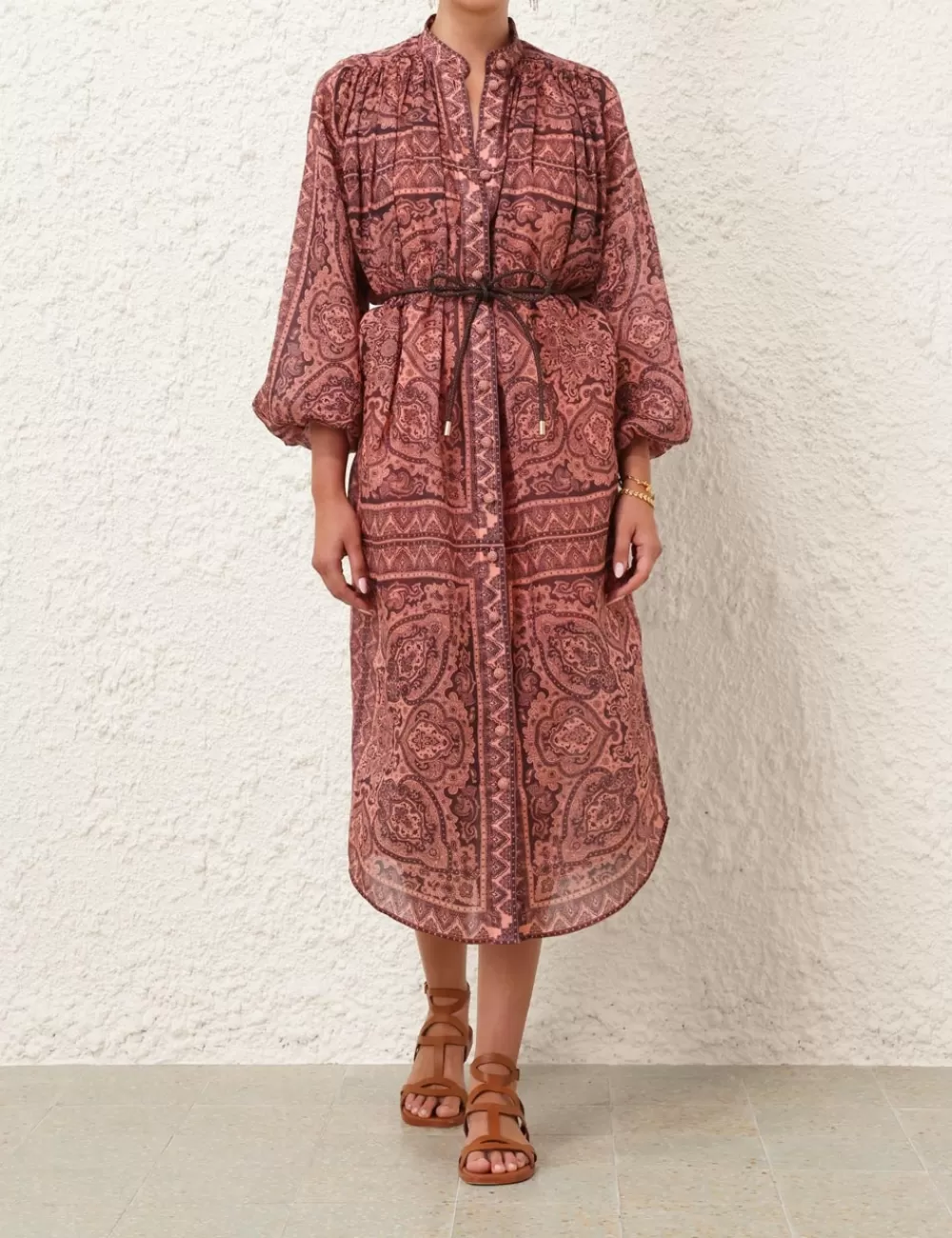 ZIMMERMANN Ottie Long Sleeve Shirt Dress