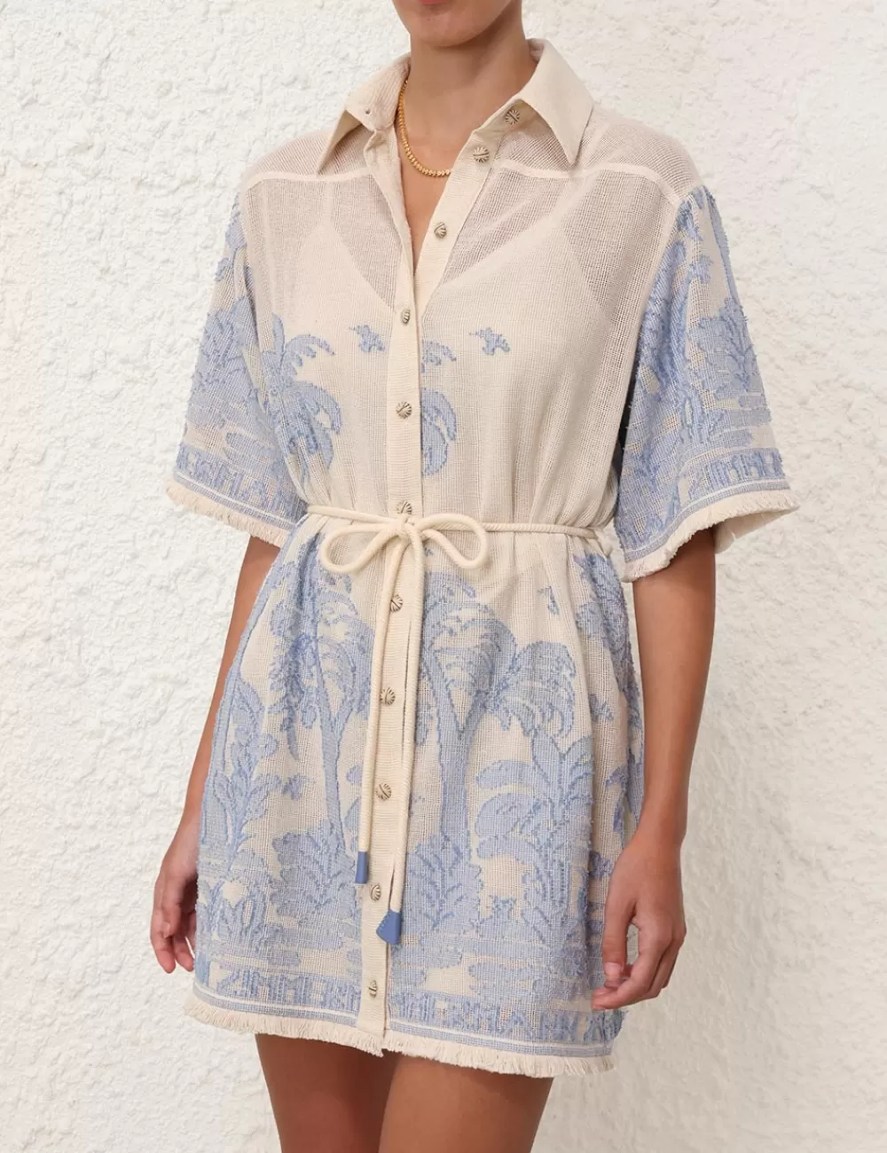 ZIMMERMANN Ottie Palm Shirt Dress