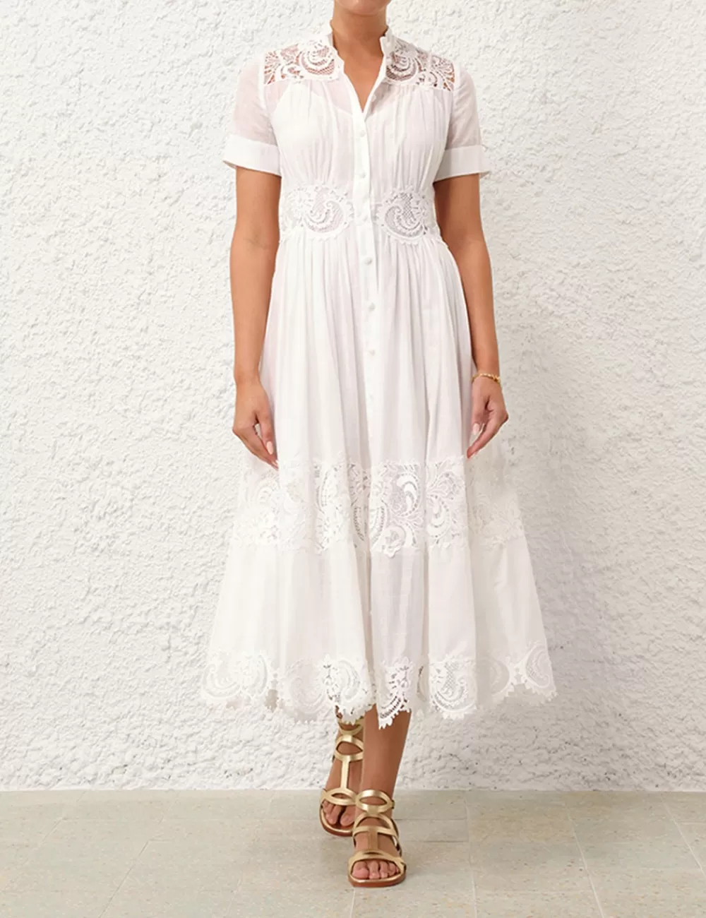 ZIMMERMANN Pop Lace Trimmed Midi Dress