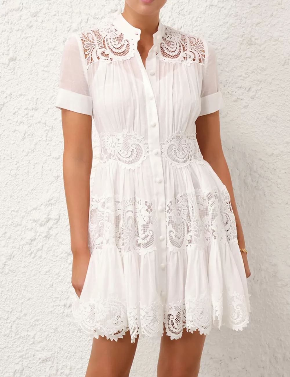 ZIMMERMANN Pop Lace Trimmed Mini Dress