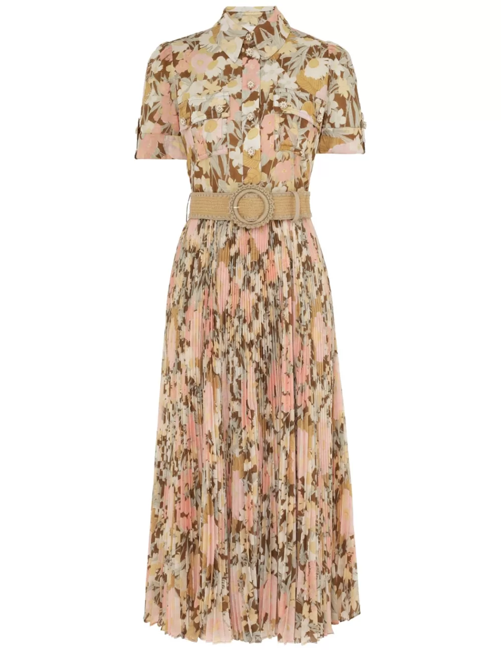 ZIMMERMANN Pop Pleated Midi Dress