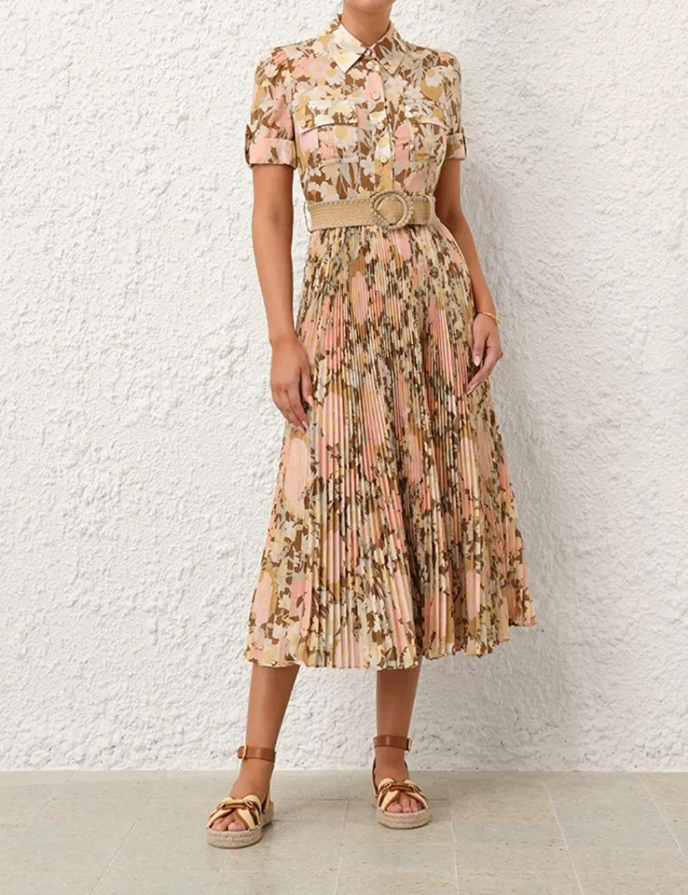 ZIMMERMANN Pop Pleated Midi Dress