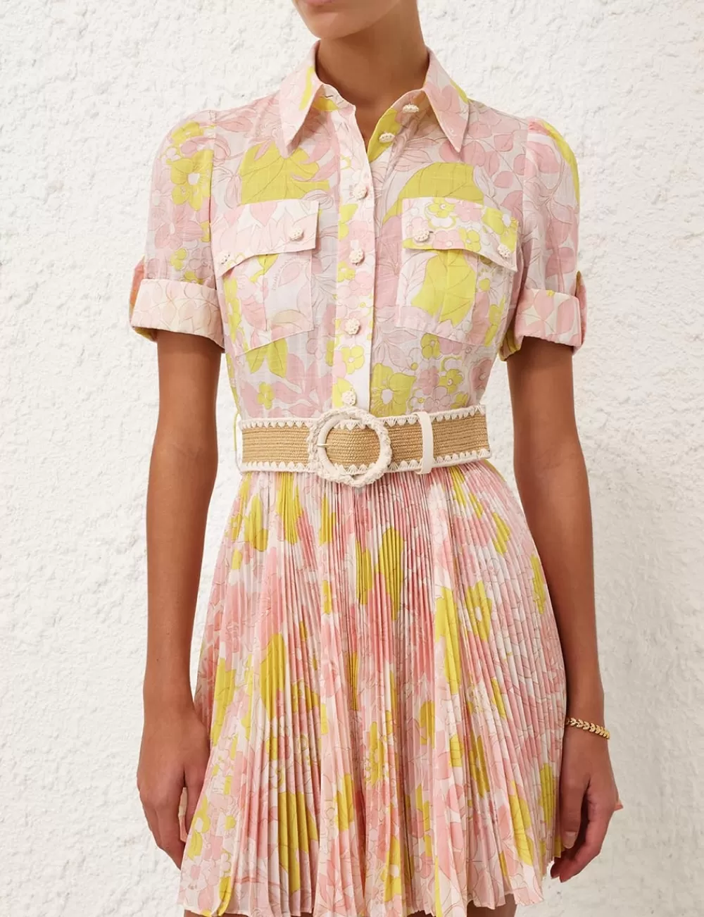 ZIMMERMANN Pop Pleated Mini Dress