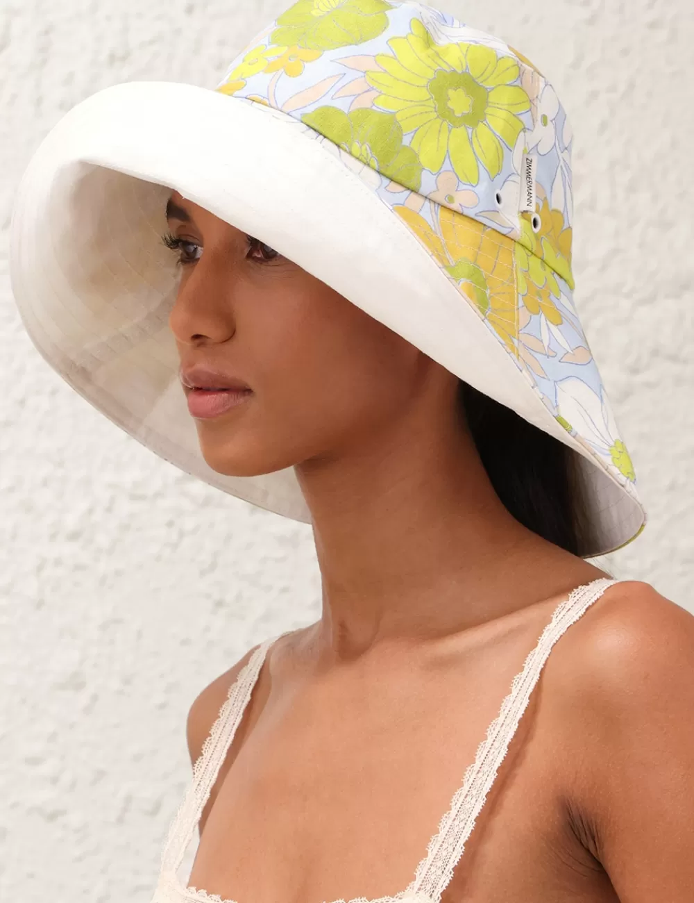 ZIMMERMANN Printed Long Brim Bucket Hat