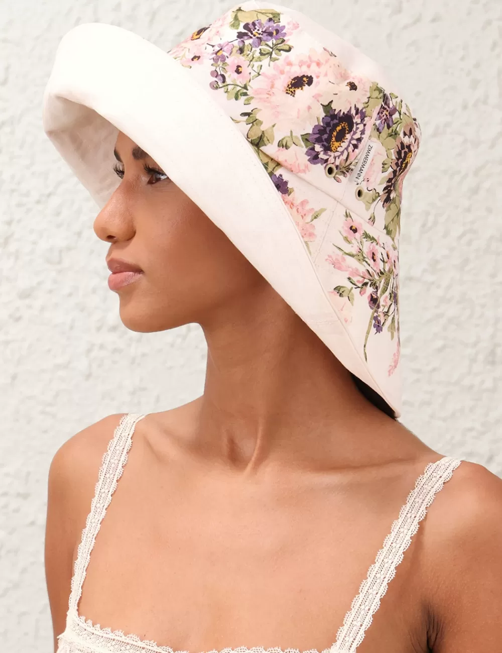 ZIMMERMANN Printed Long Brim Bucket Hat