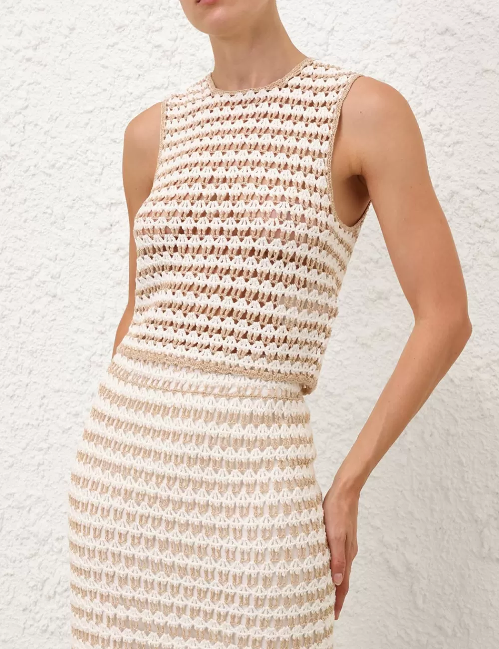 ZIMMERMANN Tallow Crochet Tank Top