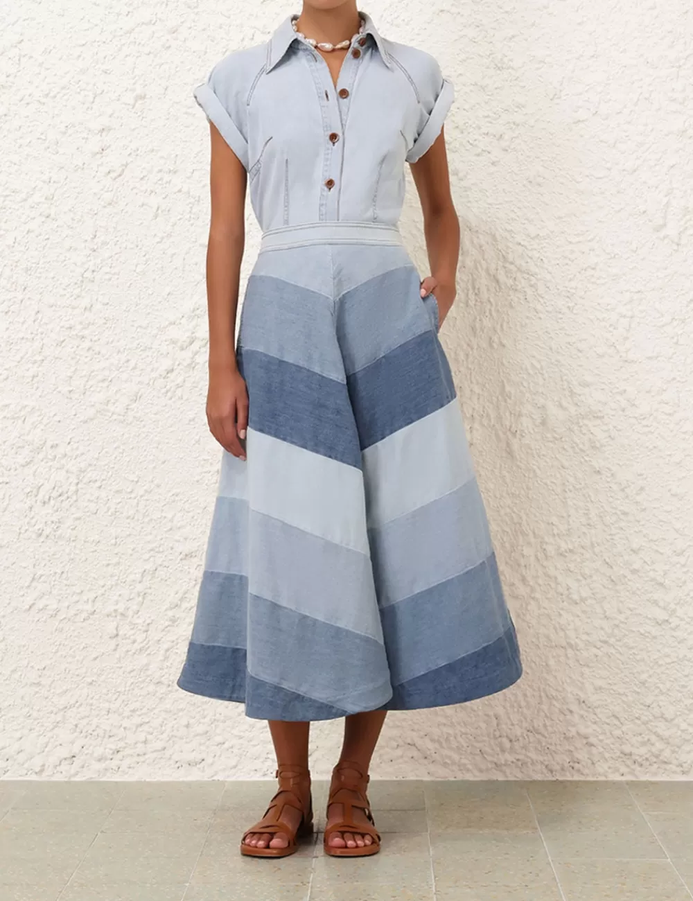 ZIMMERMANN Tallow Denim Midi Skirt