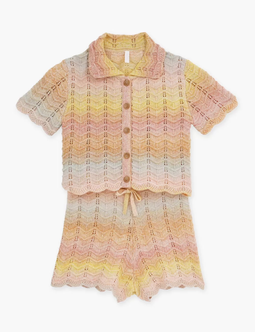 Kids ZIMMERMANN Tallow Kids Chevron Knit Top