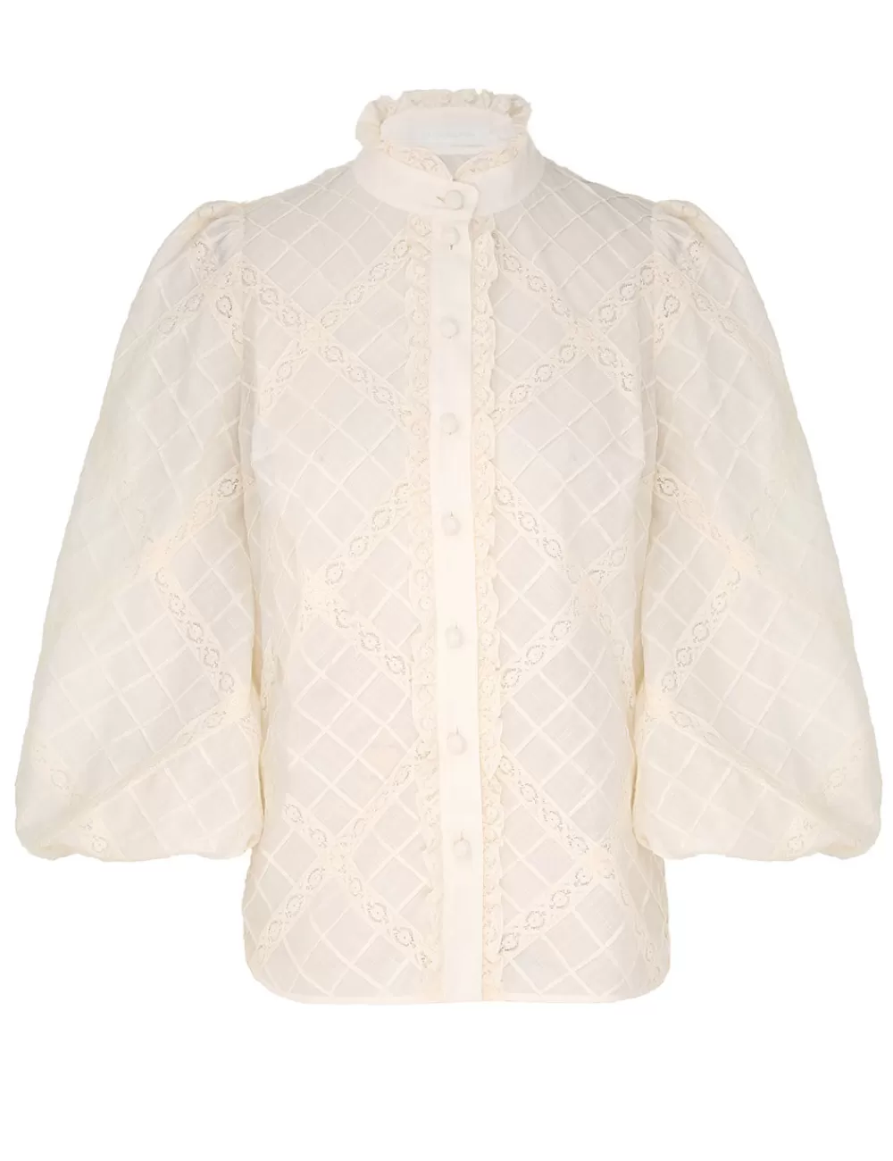 ZIMMERMANN Tallow Lace Trim Shirt