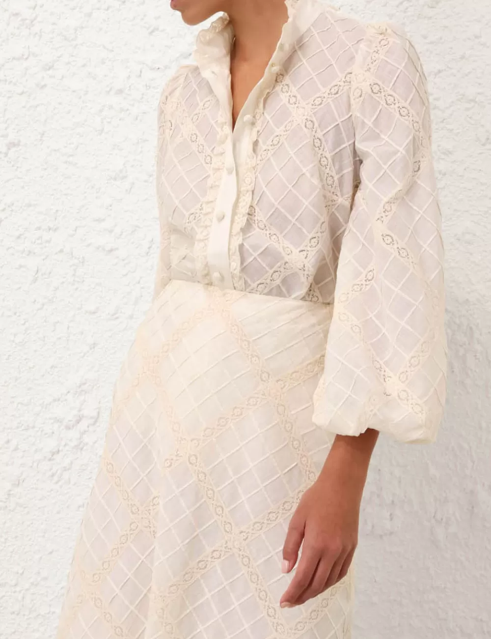 ZIMMERMANN Tallow Lace Trim Shirt