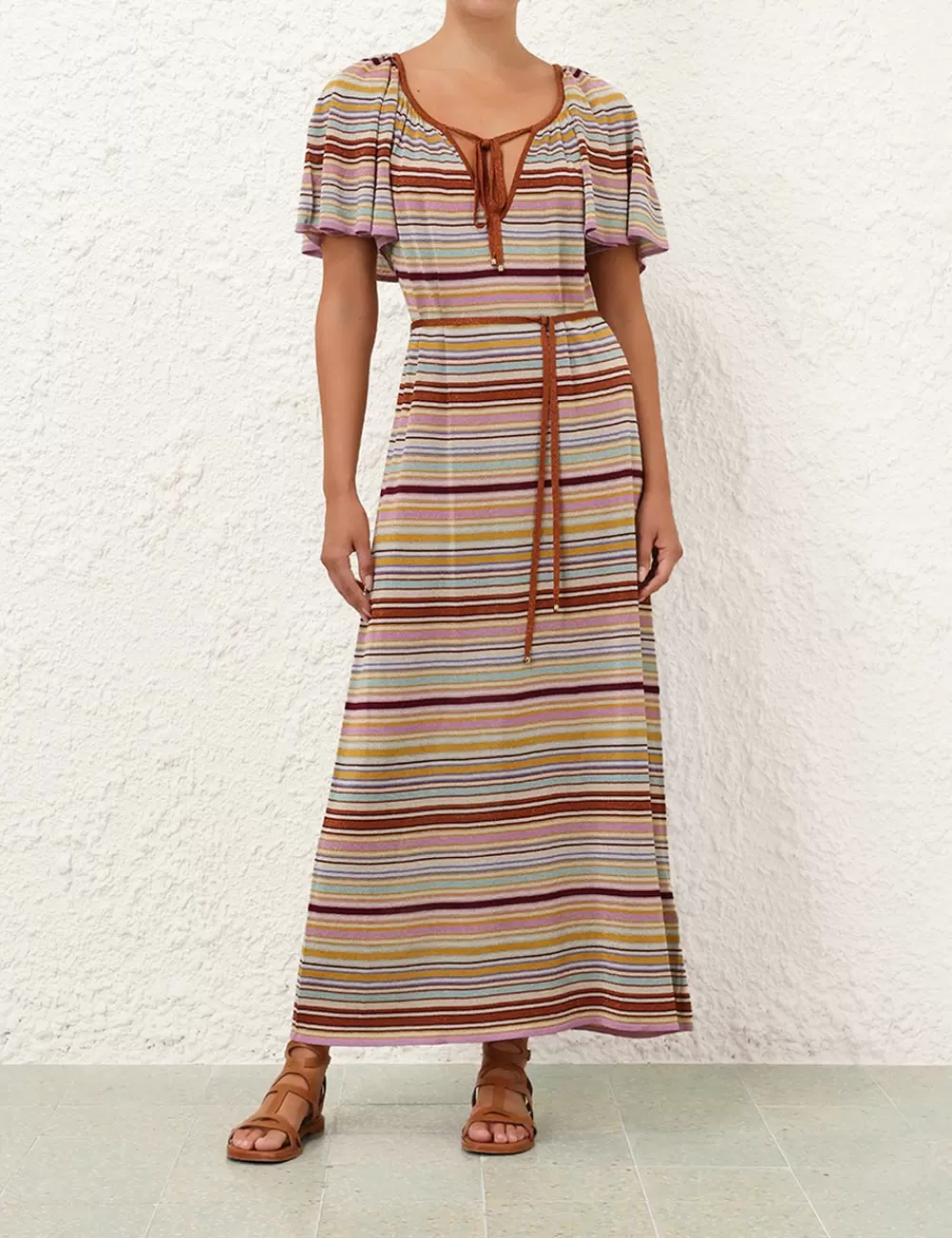 ZIMMERMANN Tallow Metallic Stripe Dress