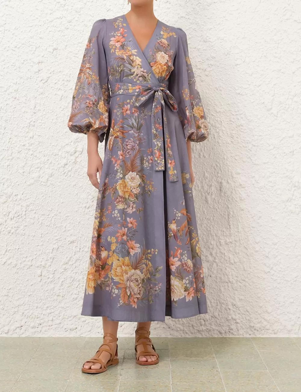 ZIMMERMANN Tallow Wrap Midi Dress