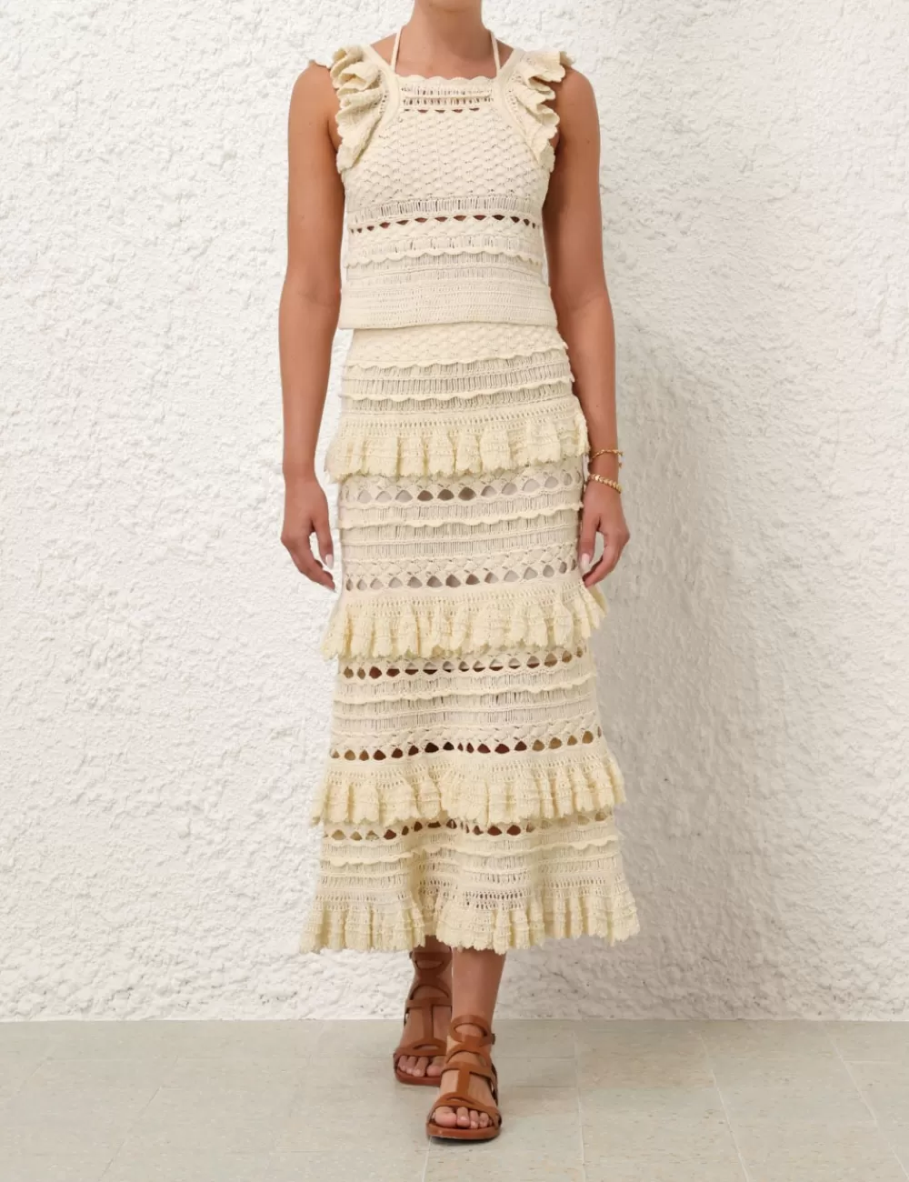 ZIMMERMANN Waverly Crochet Midi Skirt