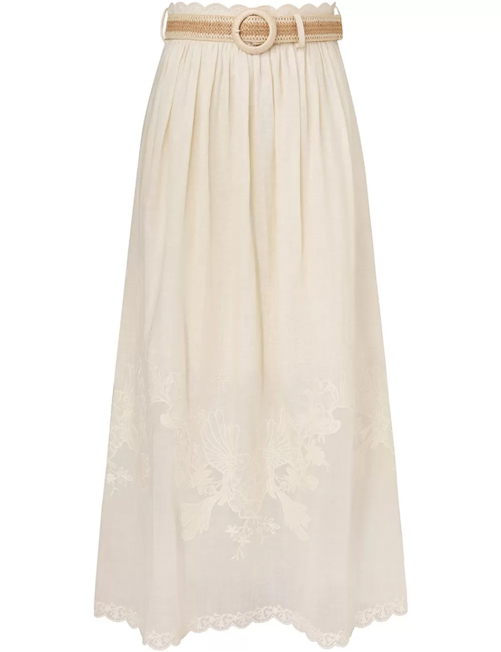 ZIMMERMANN Waverly Embroidered Midi Skirt