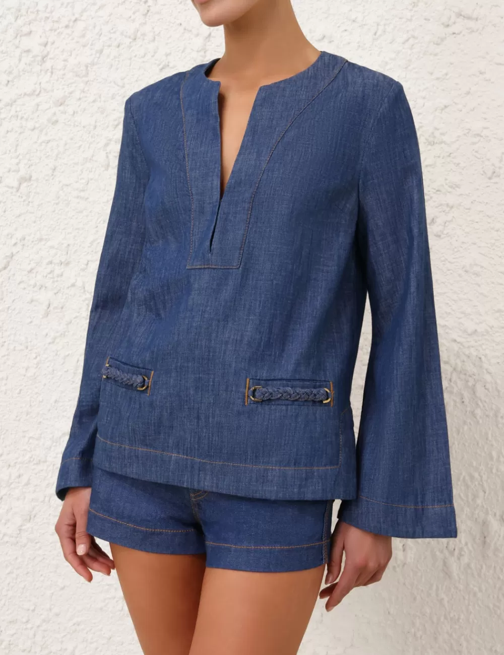 ZIMMERMANN Wylie Denim Tunic Top